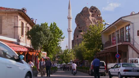 An-attractive-village-in-Central-Turkey-in-the-region-of-Cappadocia-with-pedestrians-on-street