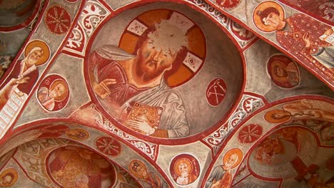 Low-angle-view-of-Christian-painted-ceilings-in-a-cave-near-Cappadocia-Turkey-1