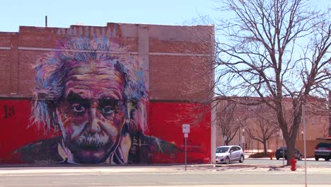 A-mural-of-Albert-Einstein-is-painted-on-a-building