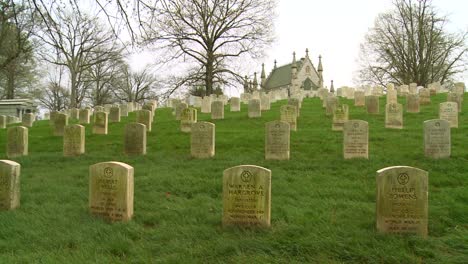 A-19th-century-cemetery-is-framed-by-a-church-on-a-hill