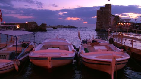 Fishing-boats-bob-in-the-waves-at-the-beautiful-and-historic-fishing-village-of-Byblos-on-the-coast-of-Lebanon