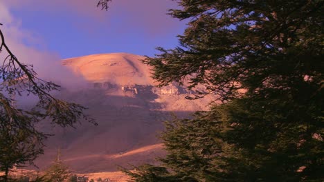 Pan-A-Través-De-Las-Hermosas-Montañas-Del-Líbano-Con-Cedros-En-Primer-Plano