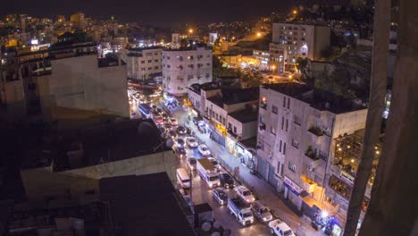 High-angle-night-time-lapse-of-downtown-Amman-Jordan