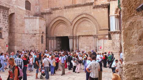 A-moving-shot-reveals-the-exterior-of-the-famed-Church-of-the-Holy-Sepulcher-in-Jerusalem-Israel