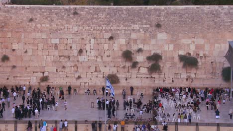 Tilt-down-to-Jewish-pilgrims-praying-at-the-Wailing-Wall-in-Jerusalem-Israel