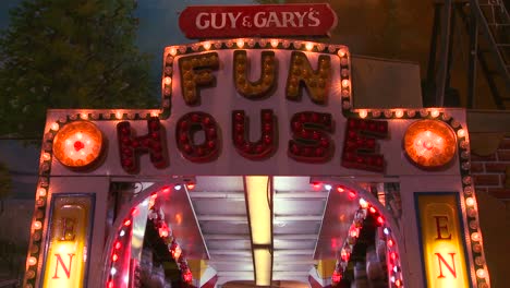 A-fun-house-at-a-carnival-at-night
