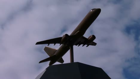 Time-lapse-shot-of-clouds-moving-behind-an-airplane-at-the-United-93-memorial-in-Shanksville-PA