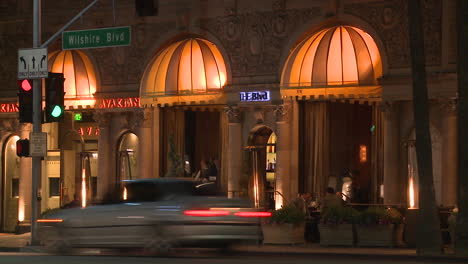 A-luxurious-restaurant-at-night-along-Wilshire-Blvd-in-Los-Angeles-at-night