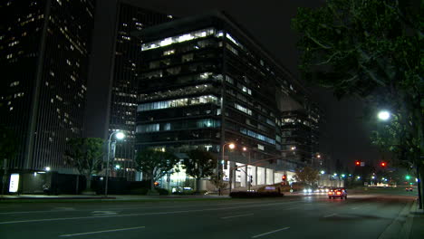 Wide-angle-of-an-art-deco-hotel-or-office-building-at-night-1