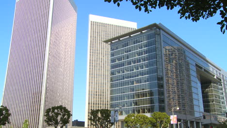Low-angle-shot-of-high-rises-in-Century-City-Los-Angeles-California