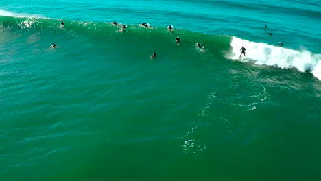 Aerials-over-surfers-riding-waves-on-a-Southern-California-beach-2