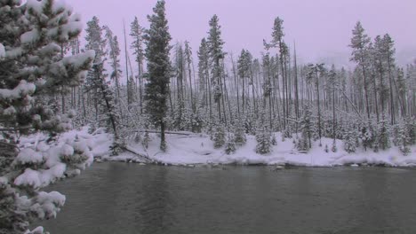 A-snowstorm-on-a-frozen-lake-or-stream