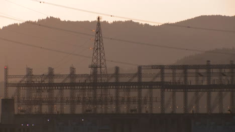 High-tension-power-lines-in-sunset-light