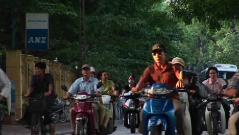 Motorbikes-move-along-a-road-in-ho-Chi-Minh-City-Vietnam