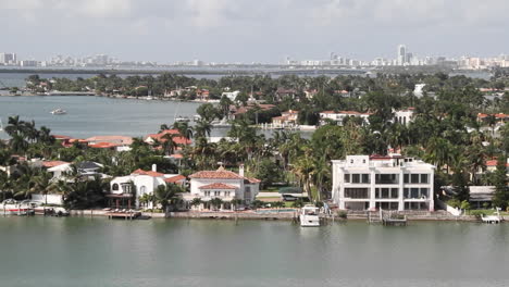 Wide-shot-Miami-Florida-roads-and-homes-POV-from-a-cruise-ship