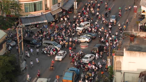 Pedestrian-and-motor-traffic-at-a-busy-threeway-intersection