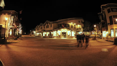 Night-time-lapse-of-people-walking-in-downtown-Vail-Colorado