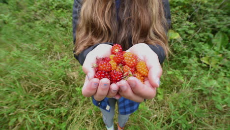 A-native-Alaska-girl-offers-salmonberry-to-the-visitor