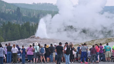 Eine-Große-Touristengruppe-Beobachtet-Den-Ausbruch-Eines-Alten-Treuen-Geysirs-Im-Yellowstone-Nationalpark-3