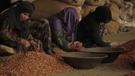 Frauen-Arbeiten-In-Einer-Fabrik-In-Afghanistan,-Die-Getrocknete-Mandeln-Produziert-Und-Verpackt-2