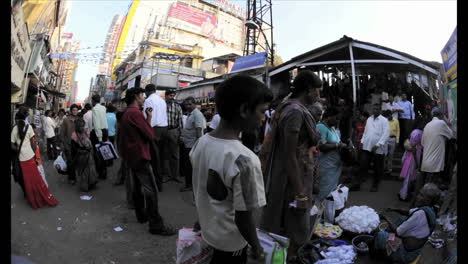 Time-lapse-shot-of-people-on-an-Indian-street