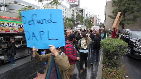 Protestors-in-Hollywood-marching-and-chanting-against-the-Dakota-access-pipeline