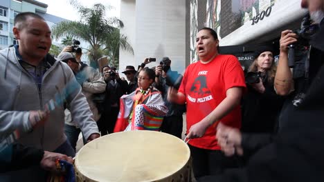 American-Indians-in-Hollywood-marching-and-chanting-against-the-Dakota-access-pipeline