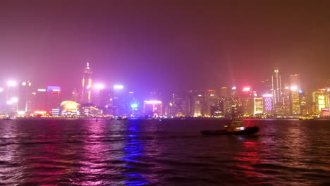 Fast-time-lapse-pan-at-night-of-Hong-Kong-harbor-China