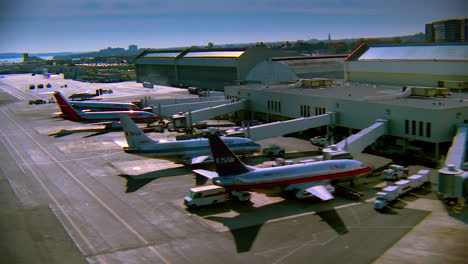 Antena-Sobre-Aviones-De-US-Airways-Estacionados-En-El-Aeropuerto-Internacional-Ronald-Reagan-De-Washington-DC