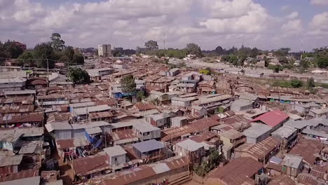 Remarkable-aerial-shot-above-vast-overpopulated-slums-in-Kibera-Nairobi-Kenya-Africa