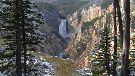 A-Waterfall-Cascades-Down-The-Grand-Canyon-Of-Yellowstone-National-Park-2