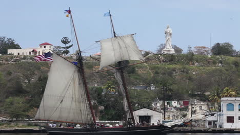 A-tall-sailing-ship-arrives-in-Havana-harbor
