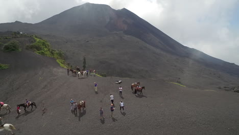 An-aerial-over-hikers-trekking-on-the-slopes-of-the-volcano-at-Pacaya-volcano-Guatemala-2