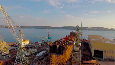 An-aerial-over-a-shipyard-with-large-boats-being-built-in-Croatia-3
