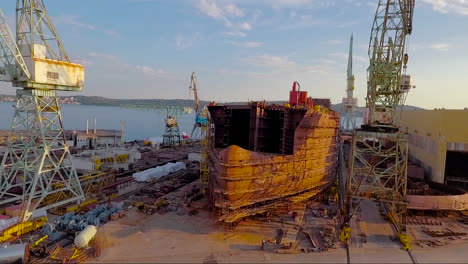 An-aerial-over-a-shipyard-with-large-boats-being-built-in-Croatia-5