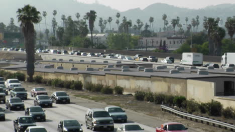 Traffic-moves-slowly-along-a-busy-freeway-in-Los-Angeles-8