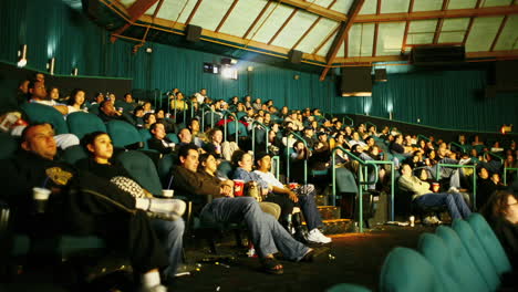 An-audience-watches-a-film-in-a-darkened-movie-theater