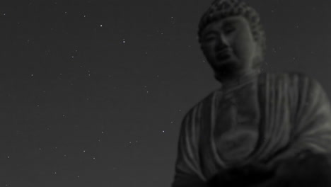 A-starry-sky-passes-over-a-stone-Buddha-in-time-lapse
