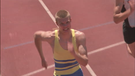 An-athlete-finishes-first-running-track