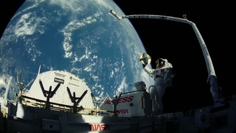 Shots-Of-The-Earth-From-Space-With-An-Astronaut-Spacewalking