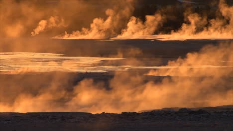 A-Geothermal-Region-In-Yellowstone-National-Park-In-Golden-Light