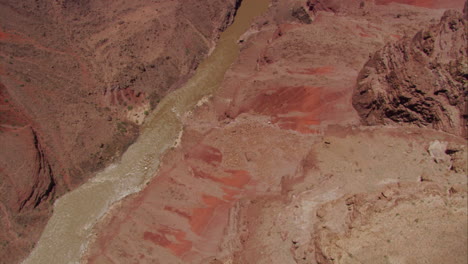 Aerial-Shot-Looking-Straight-Down-At-The-Colorado-River-Through-The-Grand-Canyon