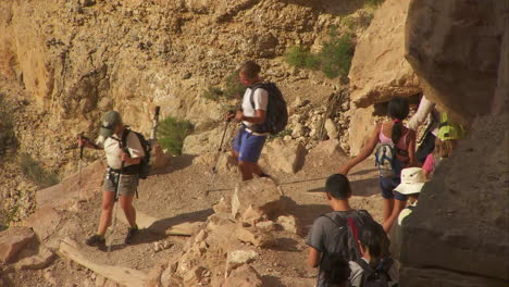 High-Angle-View-Of-Rangers-Leading-A-Hiking-Group-In-The-Grand-Canyon-1