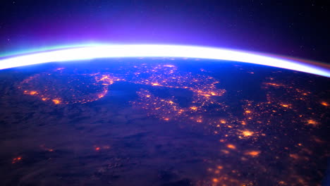 Die-Internationale-Raumstation-Fliegt-über-Die-Erde-Mit-Aurora-Borealis-Sichtbar-5