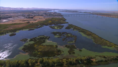 Aerial-Over-The-Sacramento-River-Shows-A-Great-Deal-Of-Industry-And-Commercial-Traffic