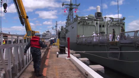 A-Royal-Australian-Navy-Guided-Missile-Frigate-Docks-At-Hawaii