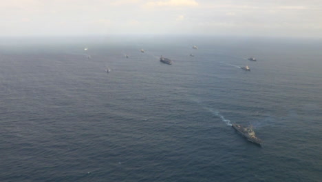 Aerials-Over-An-Aircraft-Carrier-And-Strike-Group-On-The-High-Seas-2