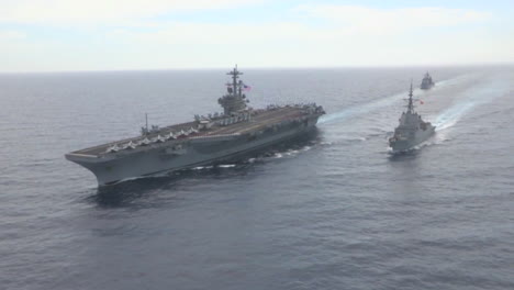 Aerial-Shots-Over-Aircraft-Carrier-And-Other-Navy-Craft-On-The-Sea-1