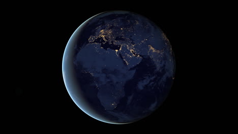 Loopable-Animation-Of-The-Earth-Spinning-At-Night-From-Space