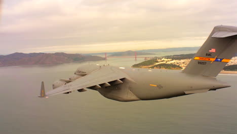 Aerials-Of-The-Us-Air-Force-Air-Mobility-Command-C17-In-Flight-Over-San-Francisco-Bay